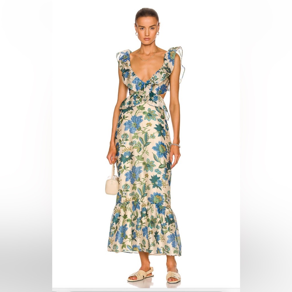 SIR THE LABEL Celia Blue and Cream Floral Dress